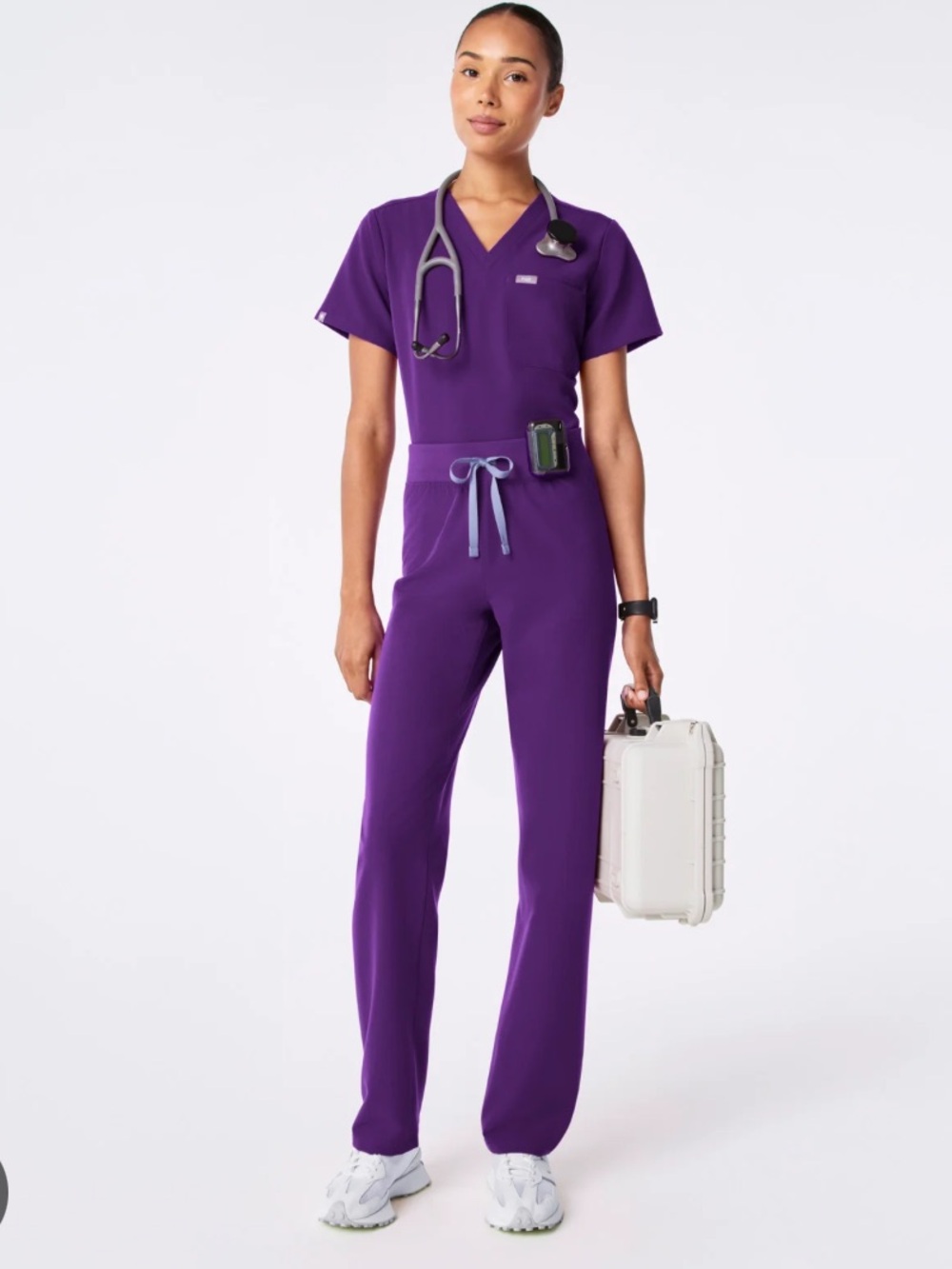 Figs Women's High Waisted Livingston Scrub Pants Digital Grape Purple Medium